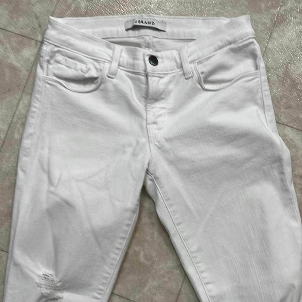 J Brand White Distressed Skinny Jeans 25 - Picture 2 of 7